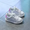 Sneakers pour enfants Boy fille réfléchissante noir blanc vteet tail métallique sier rainbow arc-en-ciel multi-couleurs en caoutchouc falt en lacet de plate-forme décontractée