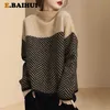 Ebaihui Jesień Wiosna Dziewiarska Turtleneck Swetry Luźny Sweter Multi Color Downing Długi Rękaw Minimalizm 211018