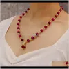 Collane Collana con trasferimento di pietre naturali Tiktok Bracciale elastico con ciondolo Regalo Rete Vibrato femminile rosso Lo stesso paragrafo Oiomn I7Yfk