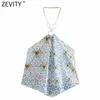 Zevity Frauen Sexy Trägerloses Neckholder-Hemd Damen Tuch Patchwork Blumendruck Lässige Bluse Roupas Chic Sommer Blusas Tops LS9394 210603