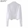 Zevidade Novas Mulheres Doce Agaric Lace Design Branco Smock Blouse Escritório Senhora Stand Colar Chique Camisas Negócios Femininas Negócios LS7692 210419