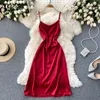 Neploe Temperamento Party Solid Dress Donna Vita alta Hip A Line Slim Abiti drappeggiati Design Stain Robe Estate 210423