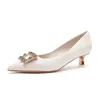 Spring Women Wedding Shoes High Heel Silk Square Spänne Point Toe Slip på hög kvalitet Märkesdesign Sexiga Eleganta Pumpar 210520