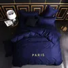 Cotton 4pcs Bedding Sets Machine Washing Letter Printed Bedclothes Pillow Case Flat Sheet Woven Adult Queen Size Solid Color Duvet Comforter Cover