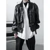 Hombres Big Pocket Stand Collar Chaqueta de motocicleta de cuero corta Hombre Japón Corea Streetwear Vintage Abrigo de imitación Ropa de abrigo Men039s Fur2230350
