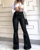 Denim High Waist Bell-Bottom Jeans Sexy Ladies Plus Size Trousers With Packets Casual Lady Office Streetwear Oversize Pants 210415