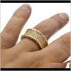 Band Drop Delivery 2021 Mens Hip Hop Gold Jewelry Fashion Gemstone Simulation Diamond Iced Out Rings For Men 1O3Bw