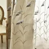 Curtain & Drapes Beige Fabric Curtains Living Room Decoration Embroidered Reed High Shading Window Bedroom Blackout