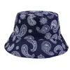 Moda mujer hombre verano cubo gorra Paisley anacardo estampado al aire libre plegable Reversible sombrero para el sol pescador senderismo gorras sombreros