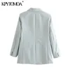Women Fashion Office Wear Single Button Basic Blazer Coat Vintage Long Sleeve Pockets Female Outerwear Chic Tops 210416