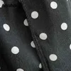 Rahat Polka Dot Ruffles Fener Uzun Kollu Lady Gömlek Elbiseler Yaka Yaka Moda Bir Çizgi Elbise Femme Robe S-L 210413