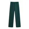 Damskie Spodnie Moda Wysoka Talia Butelka Zielony Luźny Długi garnitur Casual Kobiet Szerokie spodnie nogi 211124