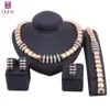 Exquisite Nigerian Wedding Fashion African Beads Jewelry Sets Crystal Dubai Gold Color Jewelry Set Wedding Accessories H1022