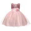 Girl039s Abiti Summer Paillettes Girl Dress 2022 Stampa bianca Ragazze Adolescenti Principessa Cute Candy Color Tutu 310 anni Rosa Chil8482472