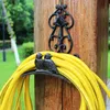 Small Cast Iron Hose Holder Equipment Metal Rope Pipe Hanger Stand Rack Birds Water Tap Garden Courtyard Yard Villa Wall Mount Decoration Antique Ornament Brown