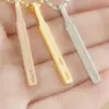 Europe America Fashion Style Men Lady Women 18K Gold Pärlor Kedja Halsband Graverad T Letter Bar Pendant 3 Color8507629