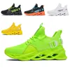 2021 Marka olmayan Erkekler Kadınlar Koşu Ayakkabıları Bıçak Nefes Ayakkabı Üçlü Siyah Beyaz Göl Yeşil Volt Turuncu Sarı Erkek Eğitmenler Açık Spor Sneakers Boyutu 39-46