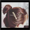 Clips & Barrettes Jewelry Drop Delivery 2021 Fashion Europe Stlyle Simple Comb Hairpin Gold Or Sier Color Plated For Girls Lover Hair Clip Gi