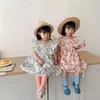 Gooporson Summer Flower Girls Girls Dresses Coreano carino manica volante Princess Dress Elegante Beach Party Little Kids Costume 210715