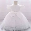 Dziecko Chrzest Sukienki Dla Dziewczyny Suknie Chrzciny Wedding Party Lace Dress Infant Baby 1st Birthday Princess Dress G1129