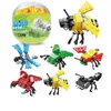 Modelo Kits de construção blocos de cápsula brinquedo dinossauro ovo zoologia auto carros trens cidade diy criativo tijolos brinquedos presente para crianças