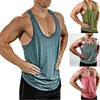 Yoga Outfits Casual Shirt Mens Gym Vest Racerback Bodybuilding Muscle Stringer Plain Tank Top Fitness Male