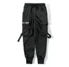 Men Cargo Pants Black Ribbons Block Multi-Pocket Harem Joggers Harajuku Sweatpant Hip Hop Casual Harem Male Trousers 211006