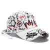 Fashion Women Men Hats Regolable Black White Color Printing Graffiti Allmatching Baseball Cap per berretto da strada femminile maschio1639439