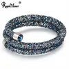 Ravimour Trendy Strand Pulseira para Mulheres Homens Jóias Cristais Charms Pulseiras Bangles Traje Cuff Pulseira Bijoux Femme Novo Q0719