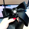 Pins, Brooches Korean High-end Black Rhinestone Bow Brooch Jewelry Luxury Exaggerated Large Neckpin Bowtie Gifts For Women Accessories