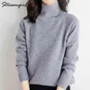 Warmer dicker Winterpullover Frauen Rollkragenpullover Elegant Soft Basic Grau Strickpullover Herbst Damen Rollkragenpullover 211215