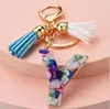 Beautiful and fashionable Favor 26 English alphabet keychain transparent acrylic crystal tassel pendant bag pendants Christmas gift