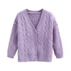 Meninas suéter roxo outono inverno crianças de malha cardigan tops moda all-match outerwear roupas infantis 10 12 13 casaco 211201