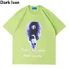 환상적인 우주 티셔츠 남자 여성 반팔 크루 넥 hipster 티셔츠 커플 의류 검은 녹색 210603