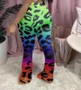 Dames Leopard Flare Broek Casual Stretch Daily Soft Street Lounge Draag Hoge Taille Broek Evening Party Club Outfits 210525