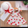 Kläder Baby, Barn, MaternityFashion Girl Dress With Sun Hat Outfits Sommar Ärmlös Frukttryck Klänningar För Barn Barnkläder 1 2 3