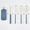 Wheat Straw Folding Cutlery Set Collapsible Portable Reusable Knife Fork Spoon Chopsticks Kits for Student Camping