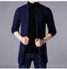 Homens Longo Estilo Camisola Primavera e Outono X-Long Knit Camisola Jaquetas Sólida Cor SucenteCoat 211008