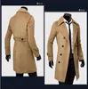 Autumn and winter long double-breasted trench men's woolen Blends Outerwear & Coats slim coat plus size M-4XL