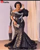 NEW! NEW!!! Arabic Aso Ebi Style Prom Dresses With Feathers 2022 One Shoulder Sweep Train Plus Size Appliques Lace Formal Evening Occasion Gowns