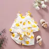 Baby Girl Clothes For Borns Toddler Kids Girls Animal Cartoon Print Tiered Sun-Top Shorts Outfits Set Clothing Sets