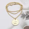 20 färger Dubbla Bokstavshänge Halsband Brand Designer 18K Pläterad Kristallpärla Strass Långt Halsband Kvinnor Bröllopsfest Smycken Tillbehör