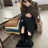 Knitted Winter Women'S Thick Pencil Skirt Mid-Length Autumn Loose All-Match Black Female Plus Size Sweater 210421