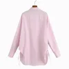 Übergroße Frauen Hemd Herbst Mode Rosa Farbe Volle Hülse Bluse Hohe Qualität Baumwolle Moderne Dame Plus Größe Shirts 210602