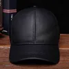 2021 hommes en cuir véritable casquette de baseball chapeau printemps marque style hiver russe chaud une fourrure casquettes chapeaux