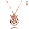 Couronne Pendentif Collier Amour Doux Princesse Cristal Rose Or Strass Rond Brillant Ziconia Cou Chaîne Bijoux En Gros 2021 Colliers