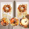 Autumn Theme Door Wreath Artificial Pumpkin Berries Pine Cone Maple Manmade Garland Cloth Christmas Rattan Material Home Decor 211104