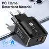 USB PD 18W Быстрый заряд 3А QC 3.0 Зарядные устройства для мобильных телефонов USB Тип C Выходы 2 в 1 Адаптер питания Адаптер для ЕС в Великобритании.