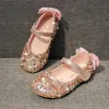 Мода дети девушки обувь Bling Sequins Crystal Bow Princess плоские каблуки танцевальные туфли для детей девушки мягкие подошвы круглый носок 210713