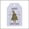 Juldekorationer Festliga parti Leveranser Hem Garden 100st Snowflake Present Wrap Santa Claus Cards Xmas Taggar Hängande etikett Drop Lever